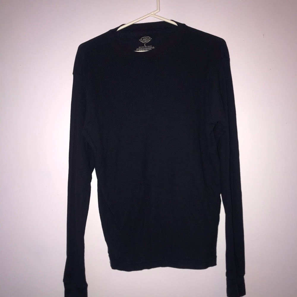 COTTON / POLYESTER WOVEN LONG SLEEVE ; NAVY BLUE